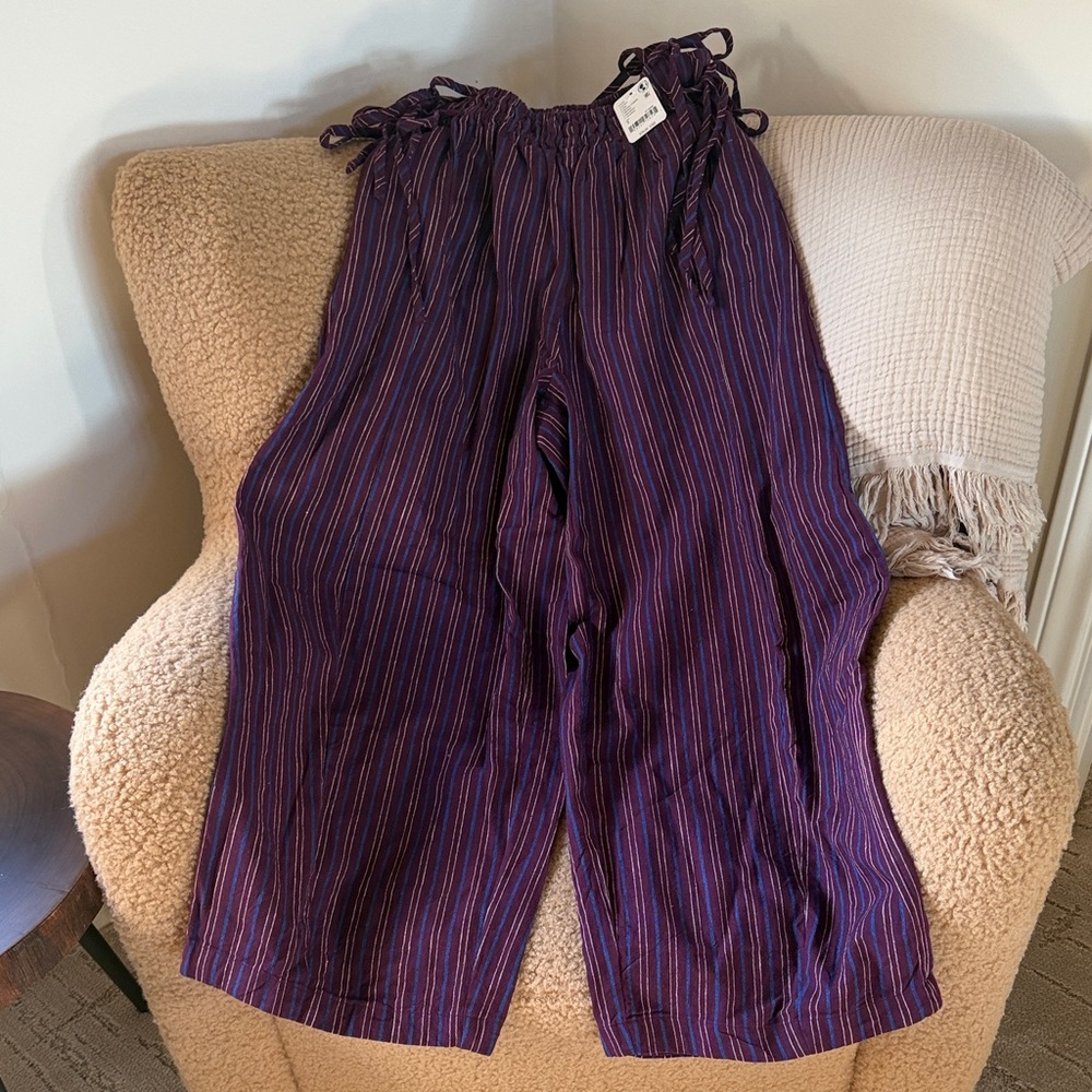 Free People Multicolor Striped Wide Leg Pants
